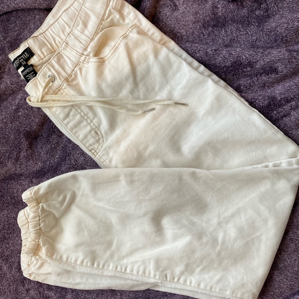 White Shoelace Belt Pants